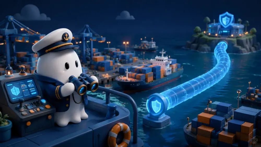 Portainer와 Docker 관리 포트의 보안을 점검하는 일러스트