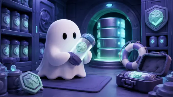 Ghost와 MySQL 백업 무결성을 확인하는 서버 운영 일러스트